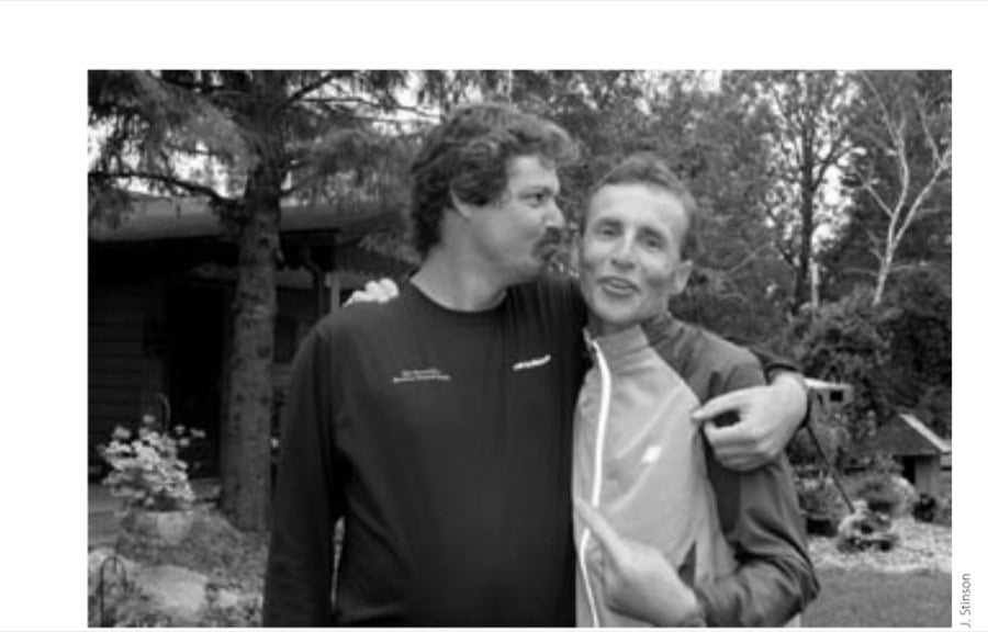 The author in Minnesota attempting to share his ultrarunning training secrets with Dick Beardsley, two months before the San Diego 1-Day Race.