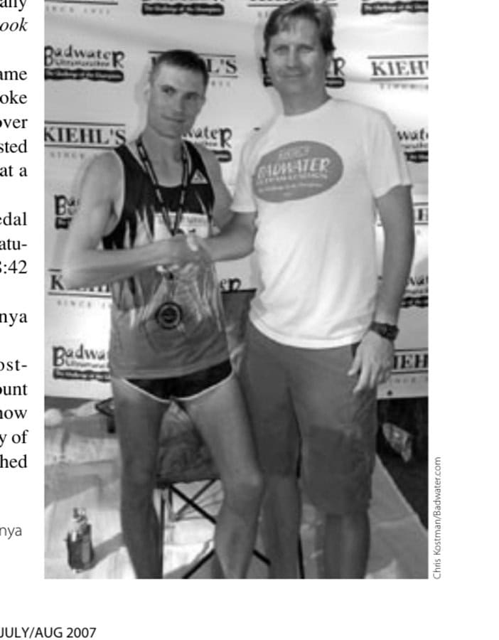 First to cross the finish, Konya posed for a photo with Race Director Chris Kostman.