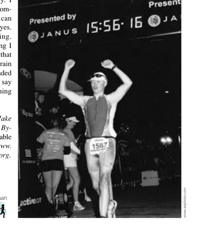 The author's latest accomplishment—completing the Ironman Coeur d'Alene in June 2007.
