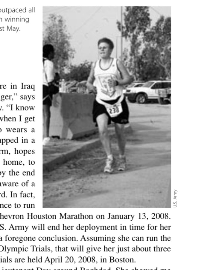 First Lieutenant Sara Day easily outpaced all challengers—including the men—in winning the 2007 Baghdad Half-Marathon last May.