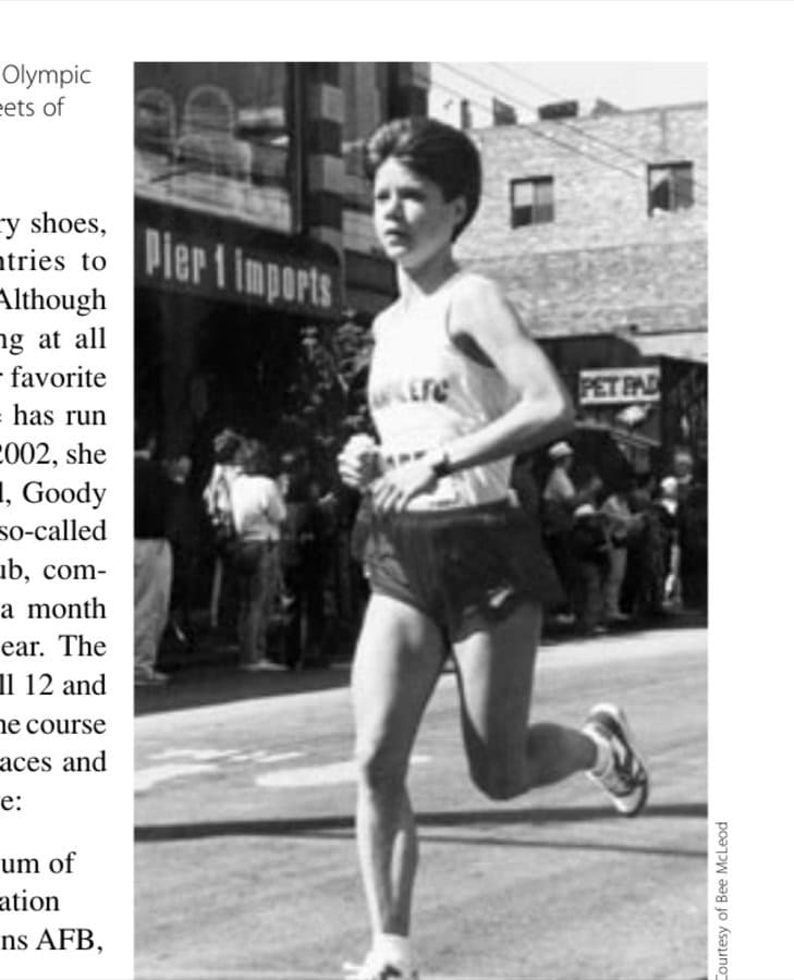 Bee racing in the 1988 Olympic Marathon Trials on the streets of Pittsburgh.