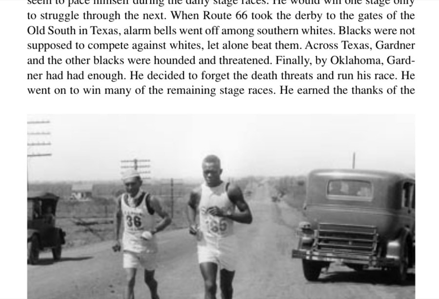 Missouri's John Gober (#36) and Eddie "The Shiek" Gardner (#165) on Route 66.