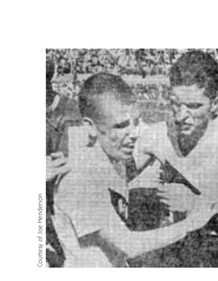 Early Miles 17 The Des Moines Register caption read, "MIGHTY MILERS—Don Prichard (right) of Bridgewater–Fontanelle High and Joe Henderson of South Page congratulate each other after staging a stirring mile duel."