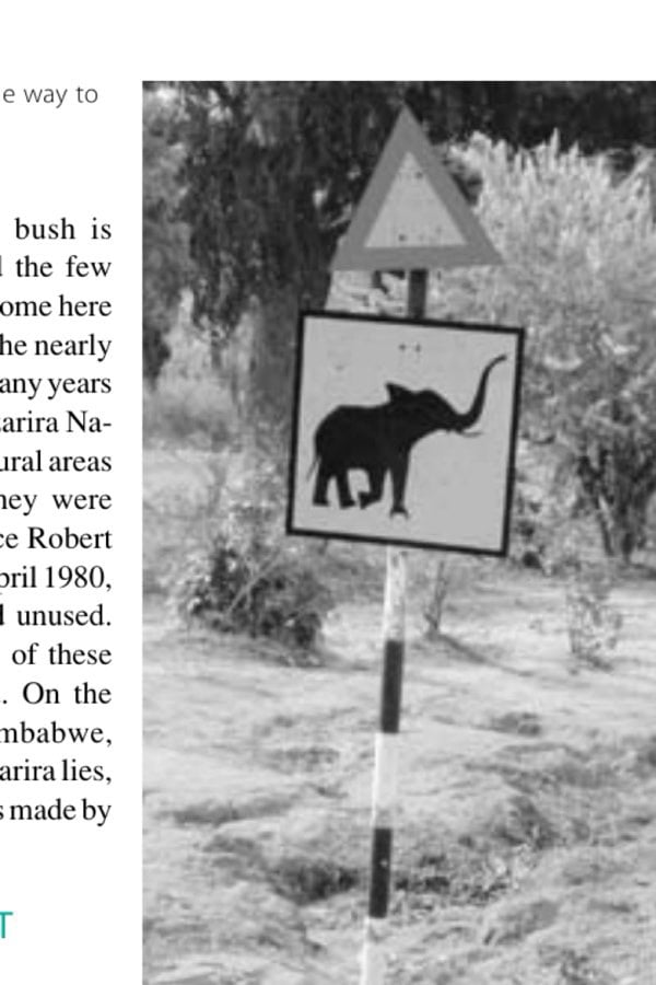 A common road sign on the way to Chizarira National Park.