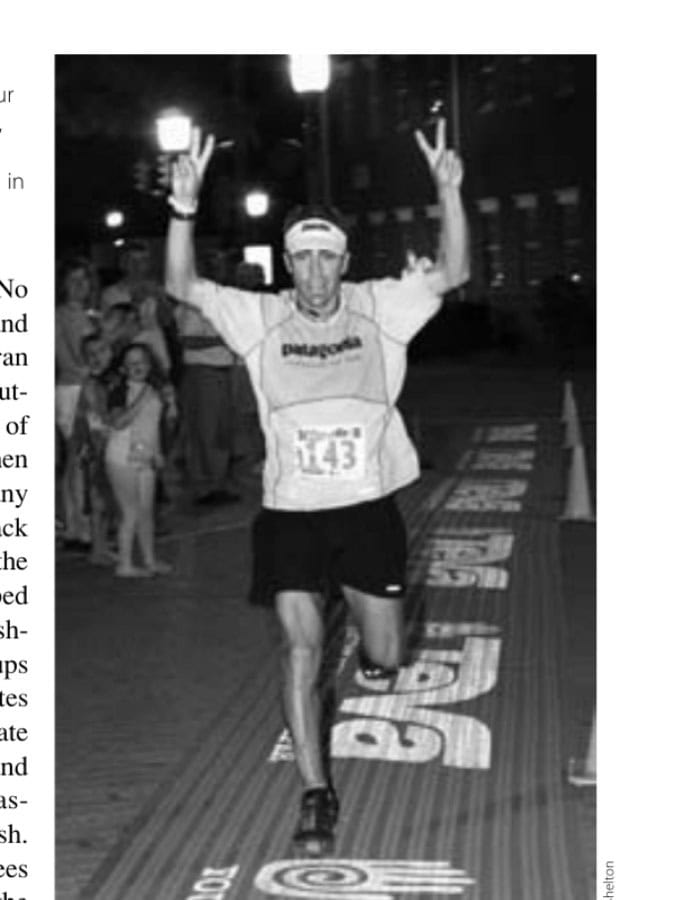 Mark Godale of Aurora, Ohio, the holder of the 24-hour American record (162.4 miles), wins the inaugural Burning River 100-Mile Endurance Run in 16:09:17.