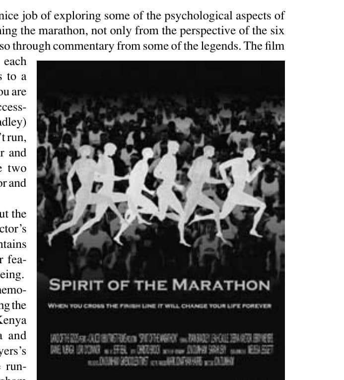 Spirit of the Marathon — "When you cross the finish line it will change your life forever"