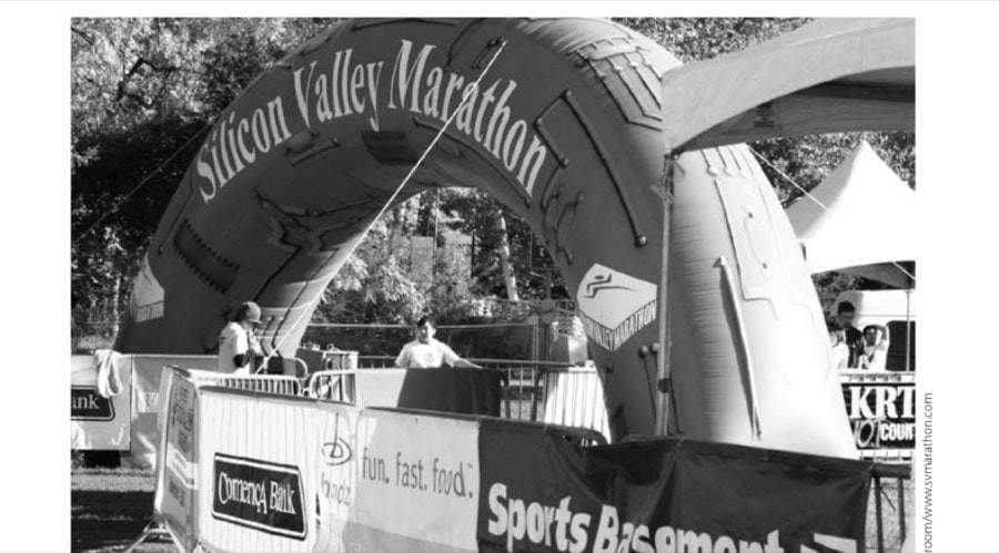 My Most Unforgettable Marathon: November/December 2008 7 The glorious finish, where all pain is muted, all disappointment fades, and welcoming hands envelop the victorious runner—as long as he remembered to invite anyone. A camera would have been a good idea as well!