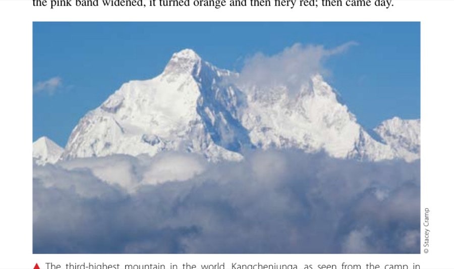The third-highest mountain in the world, Kangchenjunga, as seen from the camp in Sandakphu.