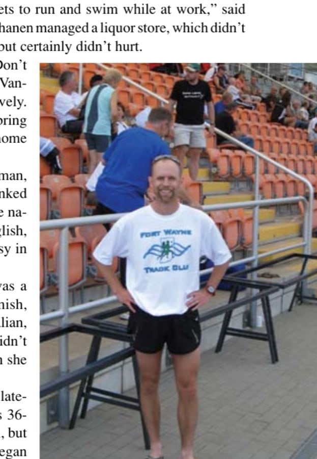 Really International Marathon 9 Author Brett Hess relaxes inside Gera Stadium.