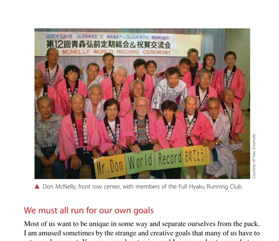 Don McNelly, front row center, with members of the Full Hyaku Running Club.
