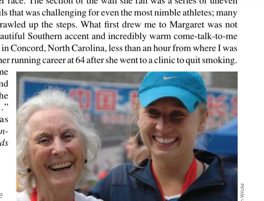 Margaret Hagerty and the author at the Great Wall Marathon in Tianjin, China.