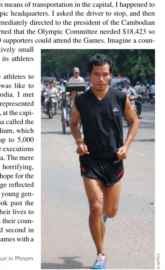Hem Bunting on a training run in Phnom Penh, Cambodia.