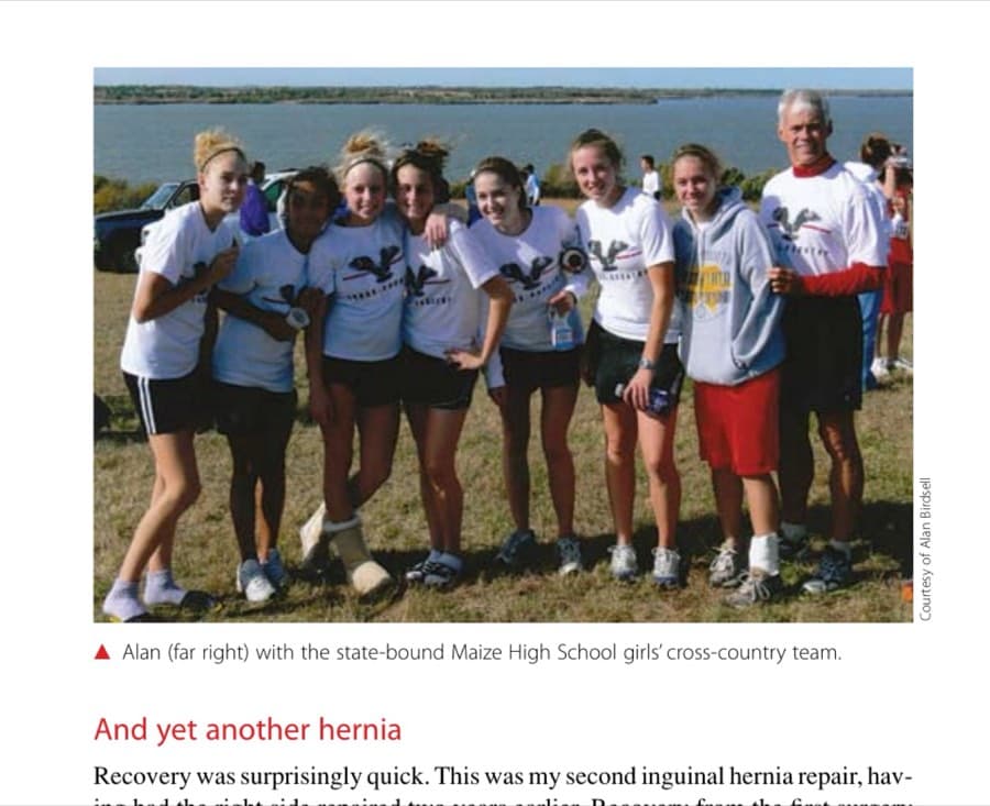 Alan (far right) with the state-bound Maize High School girls' cross-country team.