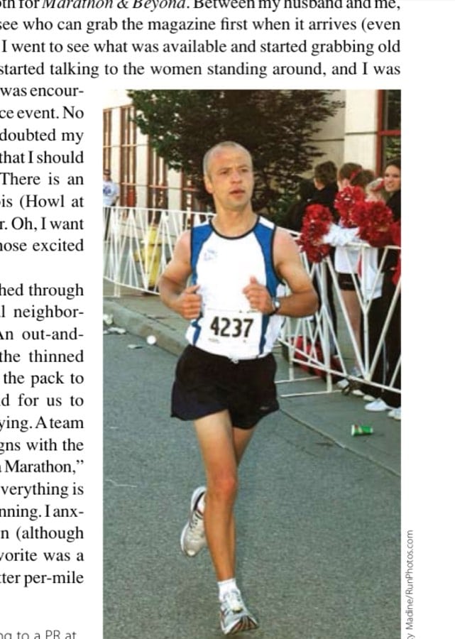 My husband, Andrei, flying to a PR at The Pig.