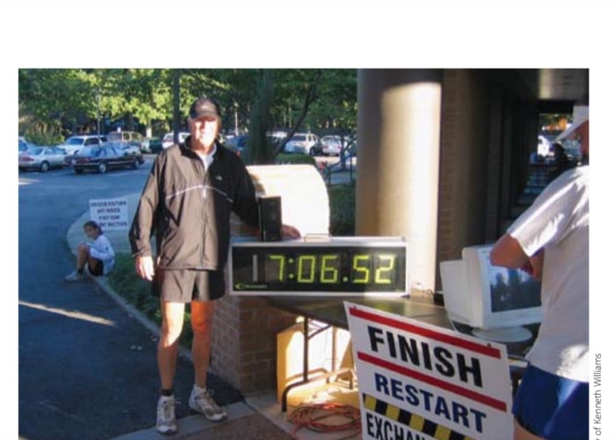 The author after the finish: 65 miles? No problem! Just take one step at a time.