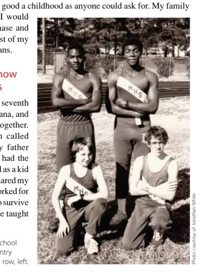 Mansfield (Louisiana) High School Wolverines track and cross-country team. The author is in the front row, left.