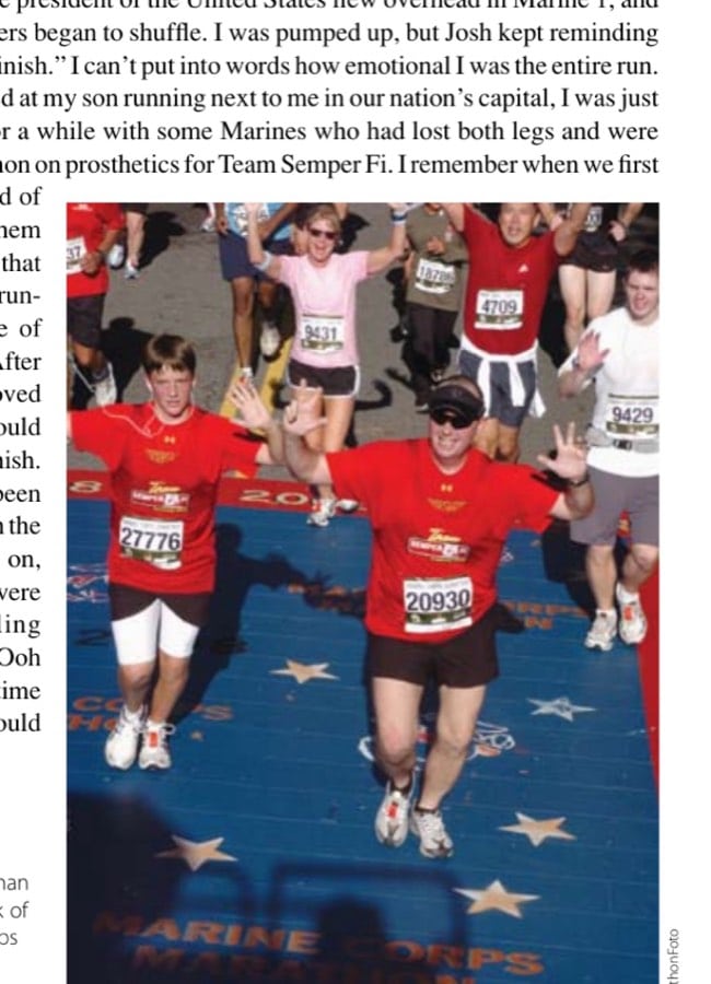 Joshua and Jonathan at the 13.1 mile mark of the 2008 Marine Corps Marathon, still motivated! What dreams are made of.