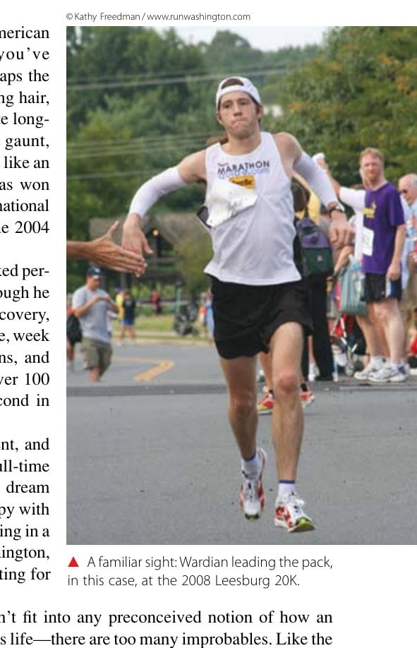 A familiar sight: Wardian leading the pack, in this case, at the 2008 Leesburg 20K.