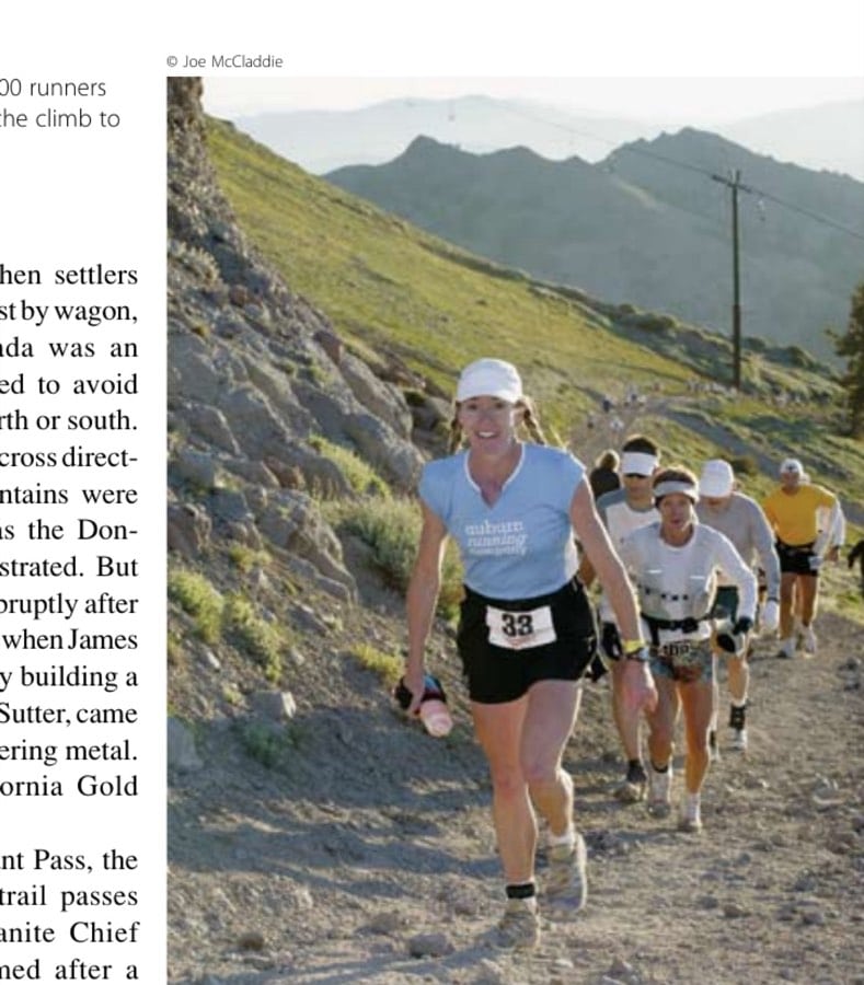 Western States 100 runners nearing the top of the climb to Emigrant Pass.