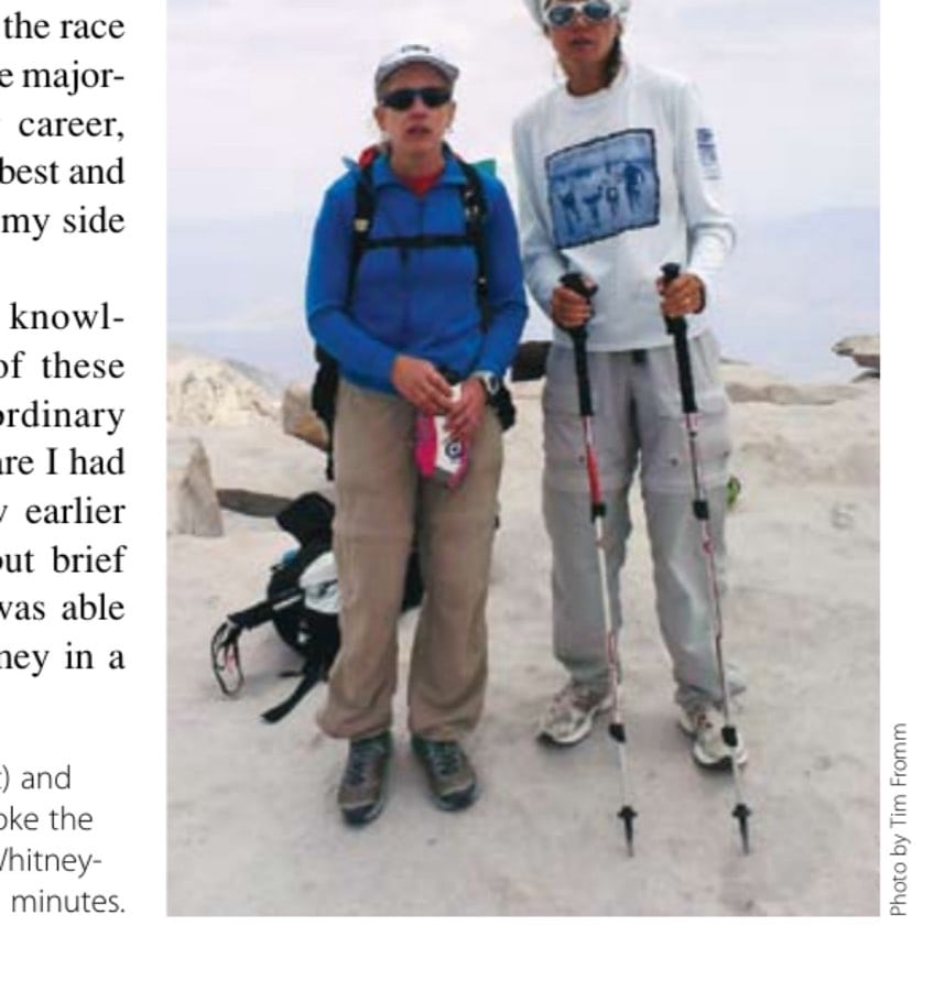 Theresa Daus-Weber (left) and Anita Fromm after Anita broke the woman's Badwater-to-Mt.-Whitney-summit record by nearly 30 minutes.