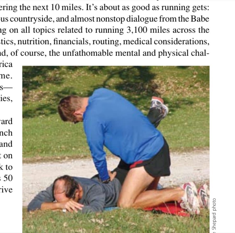 Dr. Paul puts Marshall through his daily morning stretch and manipulation.