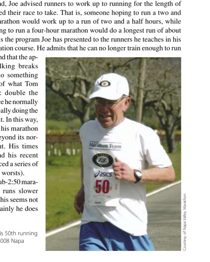 Just Joe 9 Joe celebrated his 50th running anniversary at the 2008 Napa Valley Marathon.
