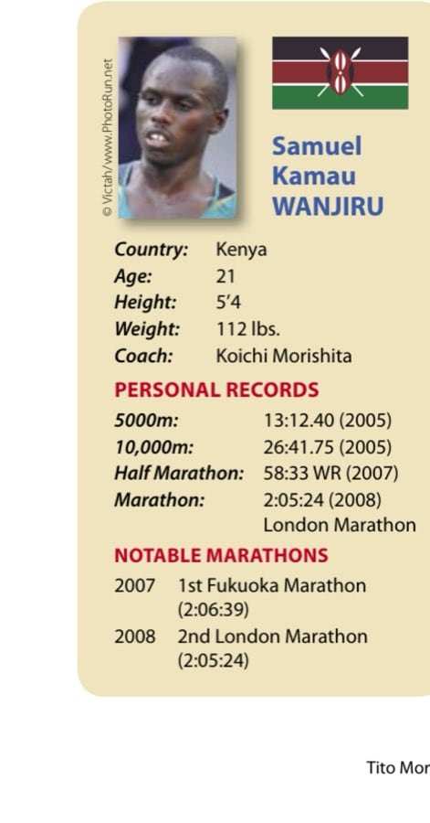 How to Better Televise a Marathon 16 Samuel Kamau WANJIRU — athlete profile card with stats