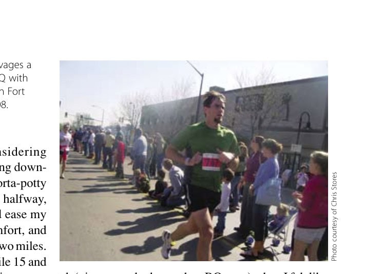 The author salvages a PR but misses a BQ with a late race surge in Fort Collins in May 2008.