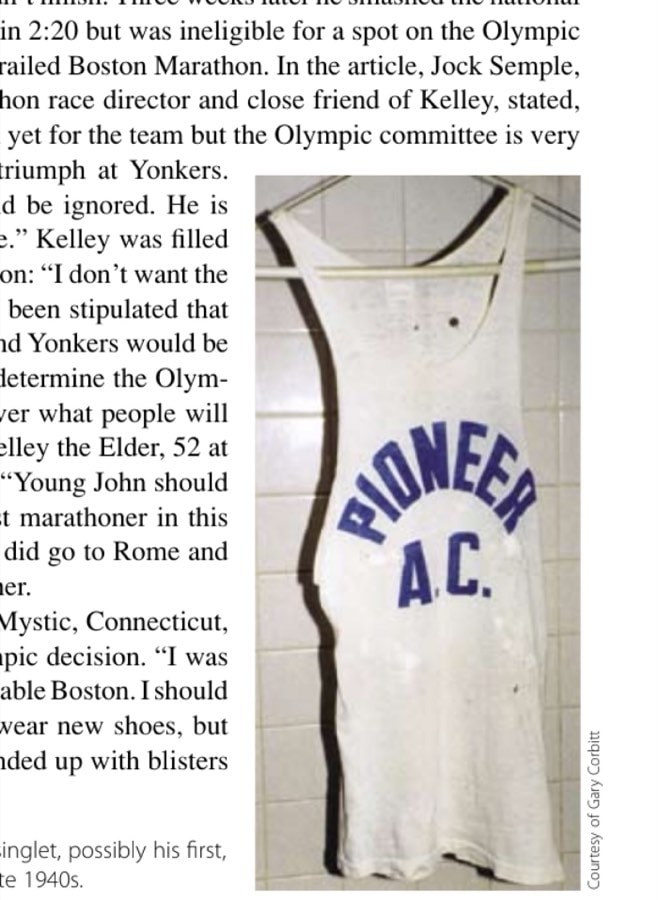 Ted's New York Pioneer Club singlet, possibly his first, most likely dating back to the late 1940s.