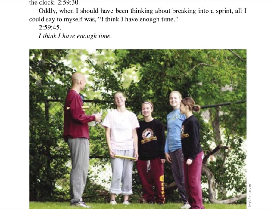2:59:59 10 The author with some of the girls he coaches who became angels on his shoulders late in the race.