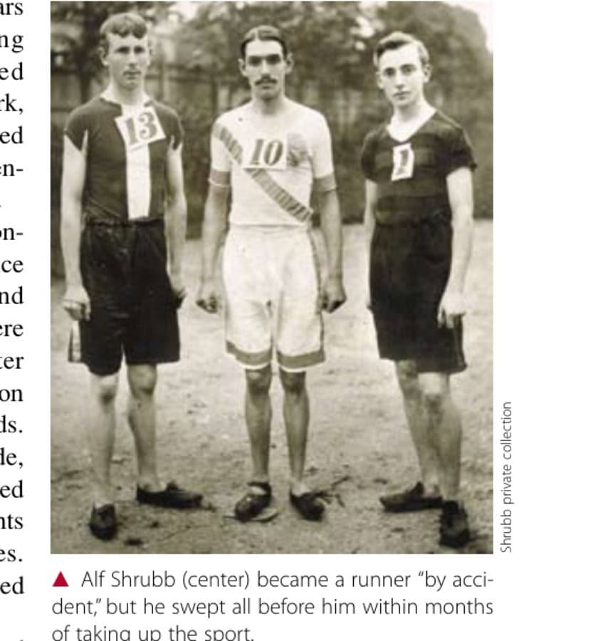 Alf Shrubb (center) became a runner "by accident," but he swept all before him within months of taking up the sport.