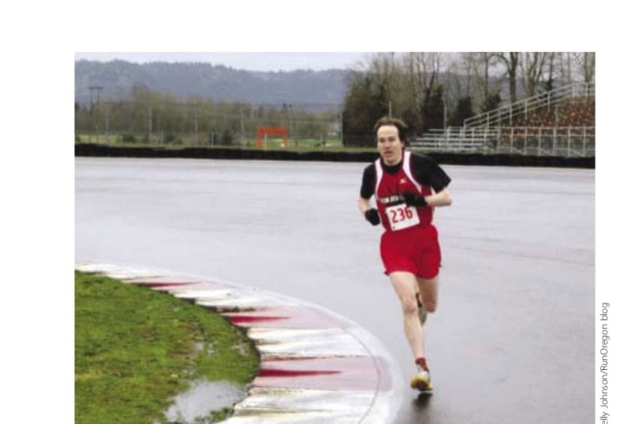 Racing Man 11 Joe Dudman competes in the Rotary Run-Around 2-Miler in February 2010 in Portland, Oregon.