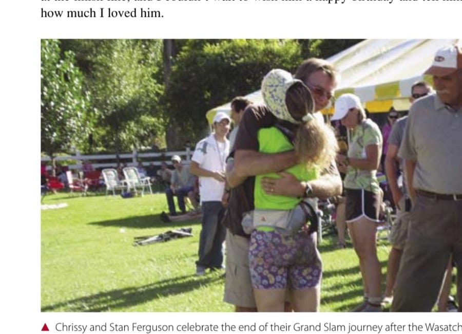 Chrissy and Stan Ferguson celebrate the end of their Grand Slam journey after the Wasatch Front 100.