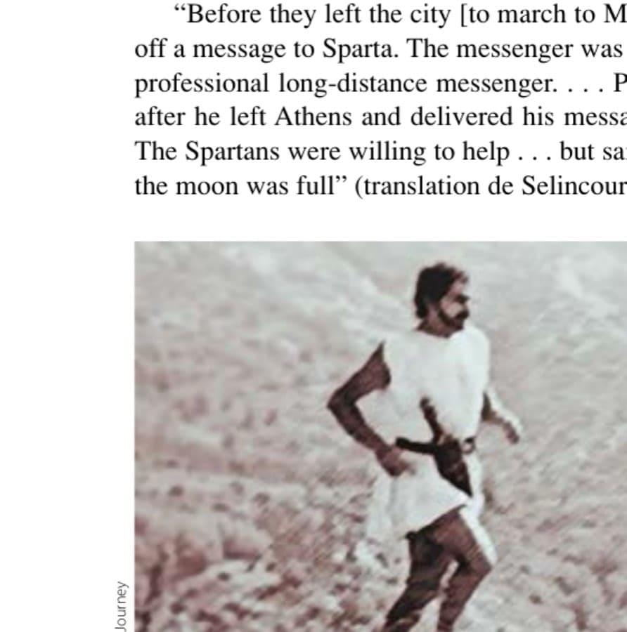 The messenger Pheidippides runs 150 miles from Athens to Sparta and back (Yiannis Kouros as Pheidippides).