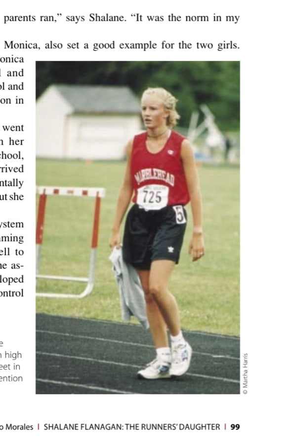It was only a matter of time before Shalane, shown here in high school at a Junior Olympic meet in Maine in 1996, turned her attention to track and field.