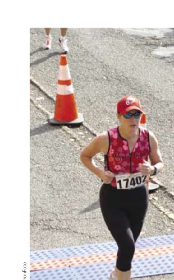 Running at a slow and steady pace.