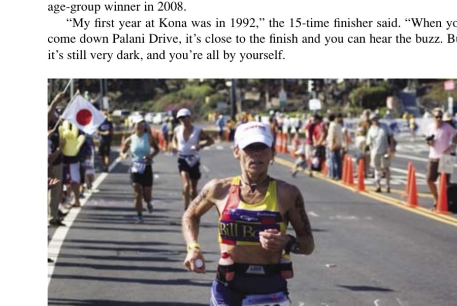 Carol Hassell during the first mile of the 2007 Hawaii Ironman marathon.