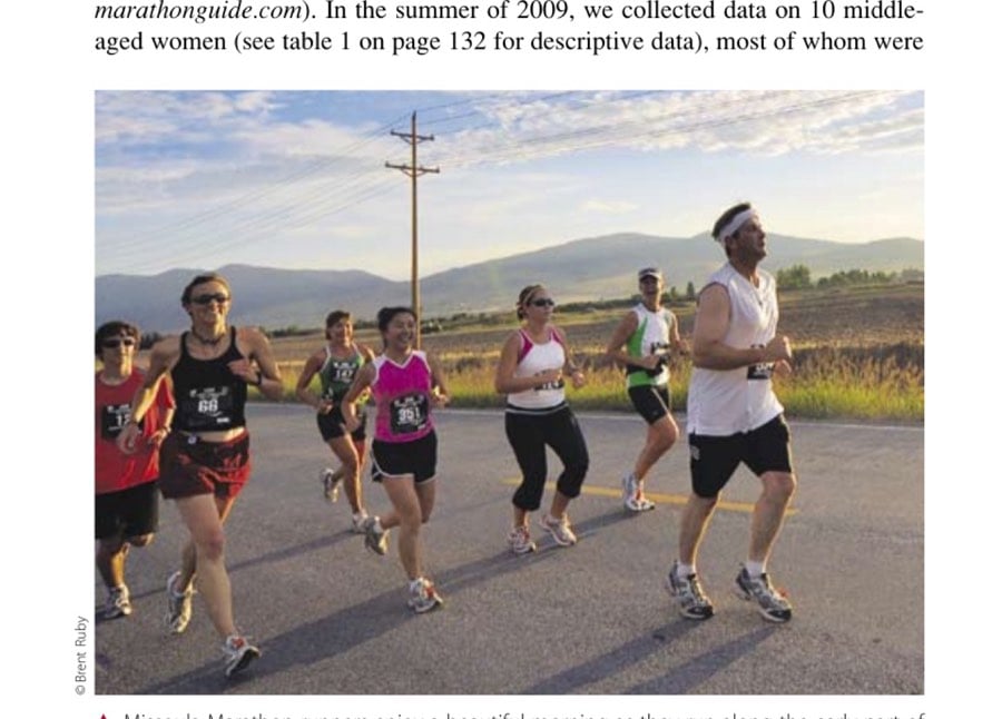 Missoula Marathon runners enjoy a beautiful morning as they run along the early part of the course.