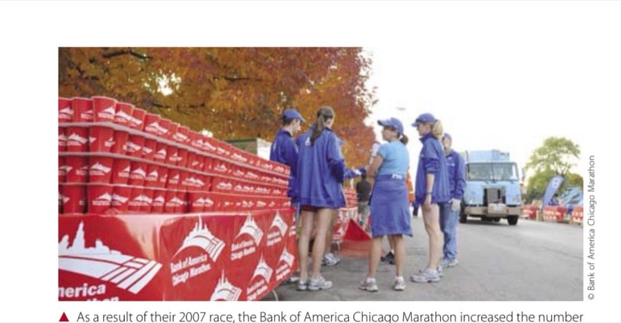 As a result of their 2007 race, the Bank of America Chicago Marathon increased the number of distribution points and the amount of fluids, water, and Gatorade on the marathon route.