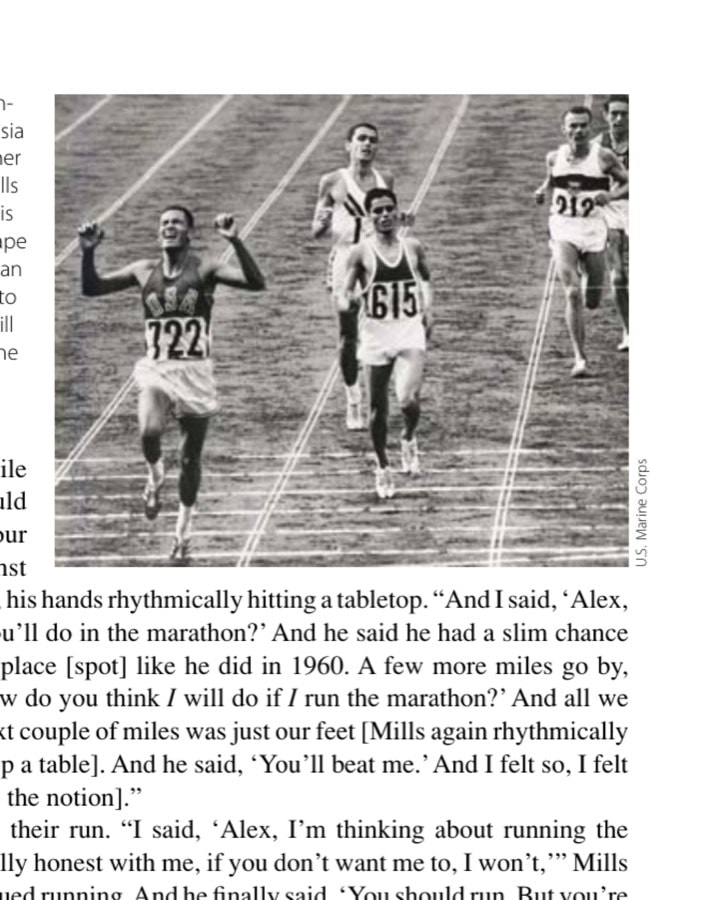 Billy Mills And The Marathon 5 Just ahead of Mohammed Gammoudi of Tunisia (615) at the 1964 Summer Games in Tokyo, Billy Mills of the U.S. (722) raises his arms at the finish-line tape of the 10,000 meters in an Olympic record 28:24.4 to become the first, and still only, American to win the Olympic 10K.