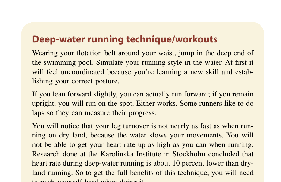 Deep-water running technique/workouts