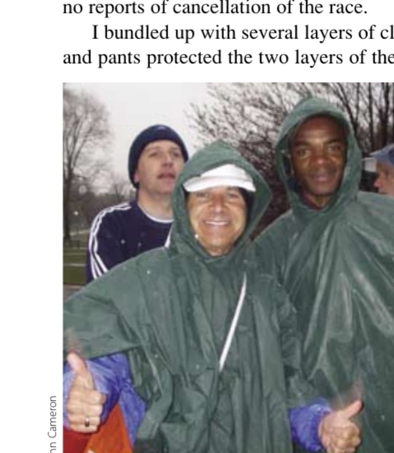 From Arusha To Fort Sill Via Boston 10 Waiting for the bus to Hopkinton in our full-body ponchos.
