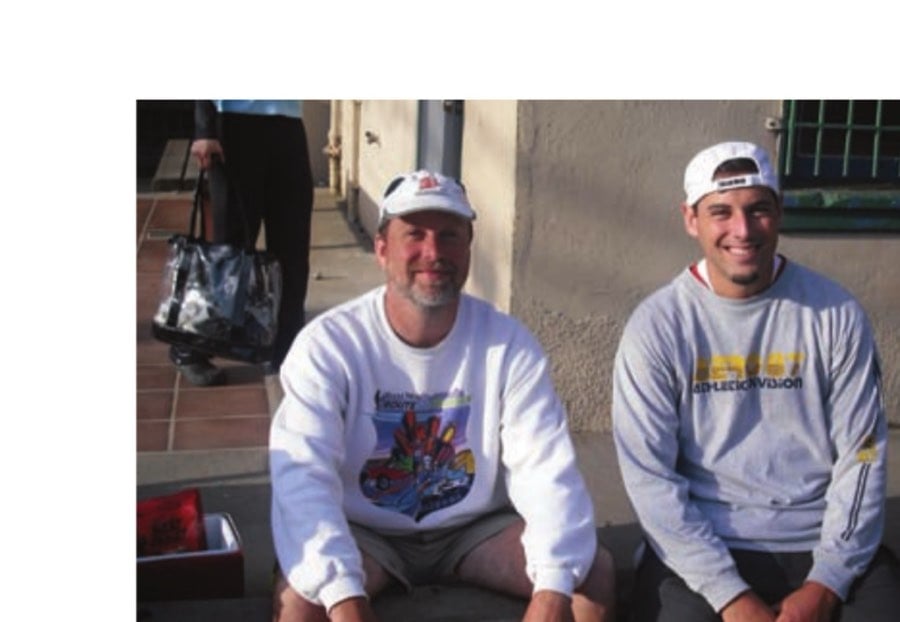 Choosing Between Beneath & Beyond 12 The morning after running around for 16 hours. The author (left) and Kurtis Kalivoda rest outside the Douglass Clubhouse and Playground in the Noe Valley area of San Francisco. Consciousness cannot be assumed just because their eyes are open.
