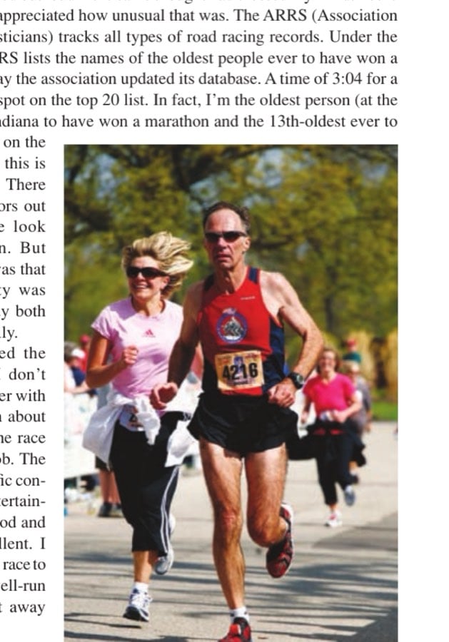My Most Unforgettable Marathon (Vol. 15, No. 3) 12 The author, one stride away from completing a run for the aged!