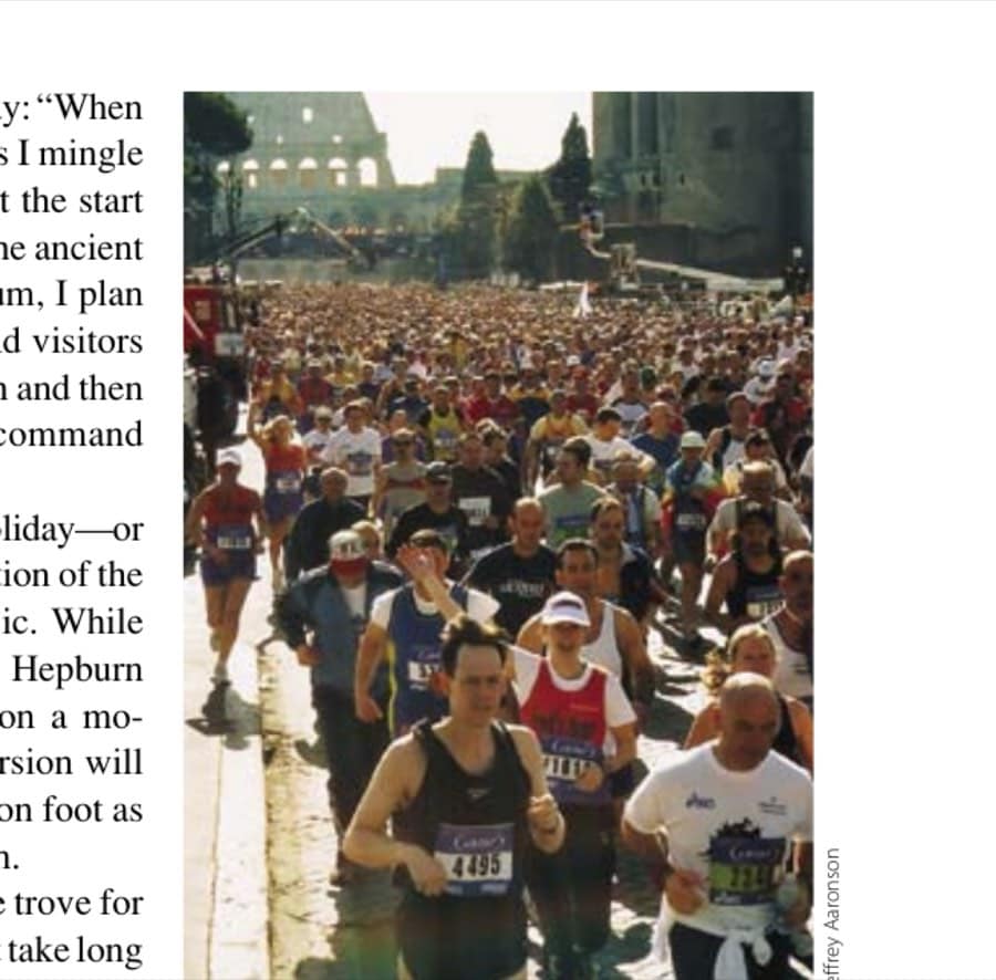Andiamo! The start of the race where the author begins her roamin' holiday with thousands of other runners near the Coliseum.