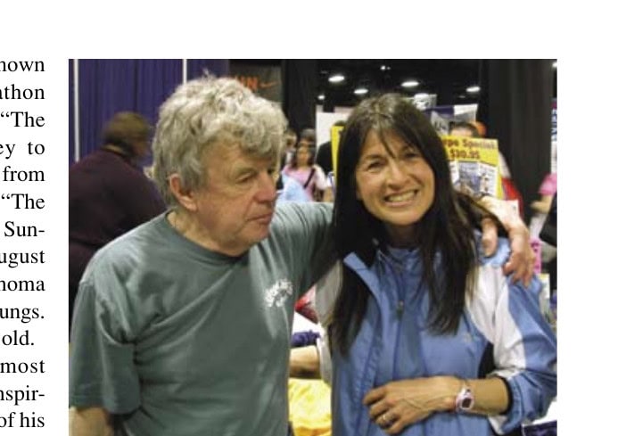 The Way We Were 9 Johnny J. Kelley and Patti Catalano Dillon at our M&B booth at the Boston Marathon expo several years ago.