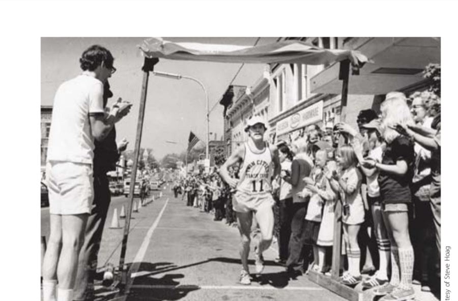 Steve Hoag winning the Syttende Mai Run, May 19, 1979.