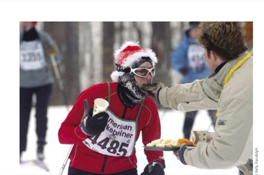Ski Marathon And Beyond 15 Birkie volunteers are more than willing to help at food/water stations.