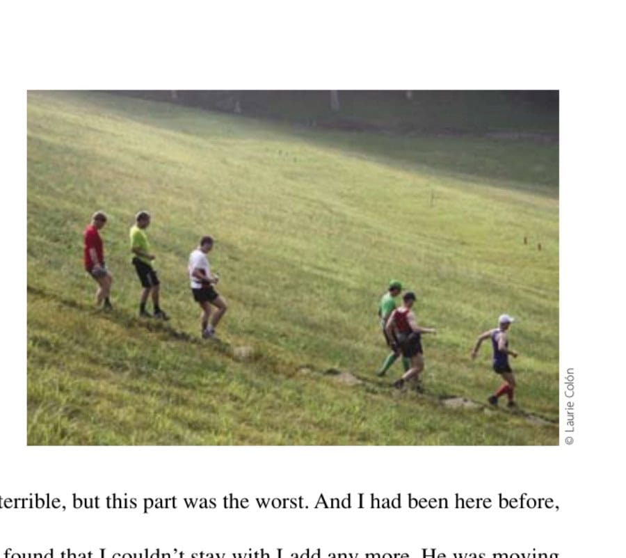 Running downhill at Mohican during the June 2011 race. Author Dan Horvath leads the way.