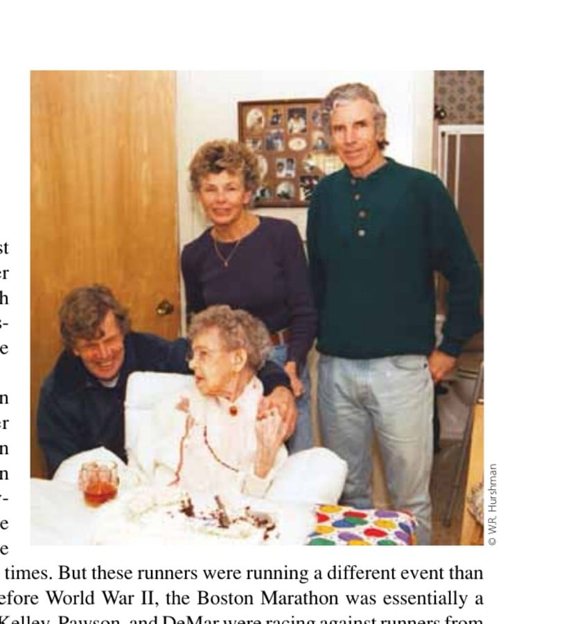 Johnny with his sister, Ellie, and brother, Bob, at their mother, Genevieve's 100th birthday party in 1997.